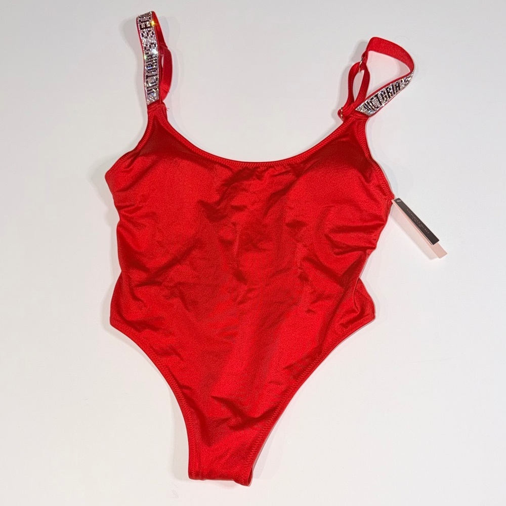NWT Victoria's Secret Red One-Piece Swimsuit with Embellished Straps